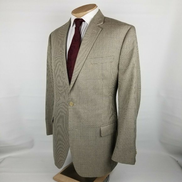 Michael Kors Mens Sport Coat 46L Brown Houndstooth - Picture 3 of 11